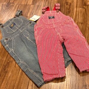 OshKosh B'gosh Red and Blue Striped Overalls